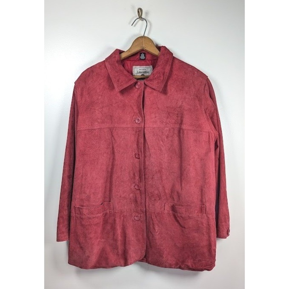 St. John's Bay Washable Suede Jacket Womens 2X Leather Y2K Button Chore Barn